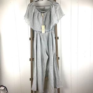 Elan Soft Blue And White Striped Jumper Size S